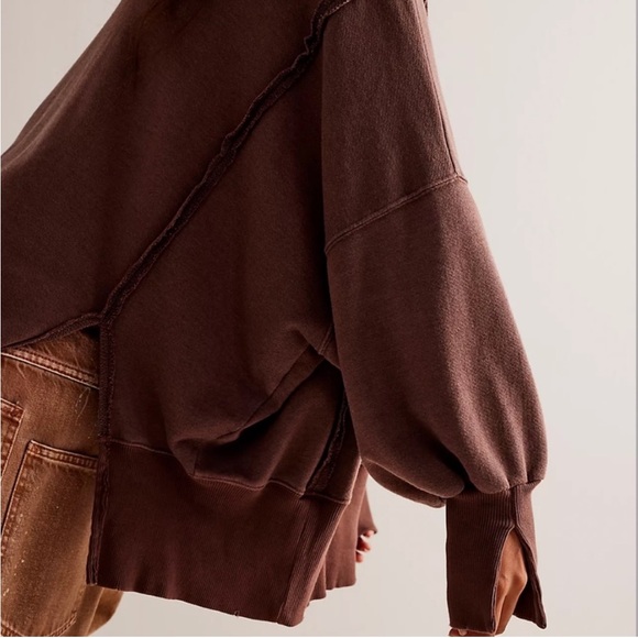 ☀️NEW Free People We The Free Camden Pullover. Chocolate Brown. Size: XS - Picture 4 of 12